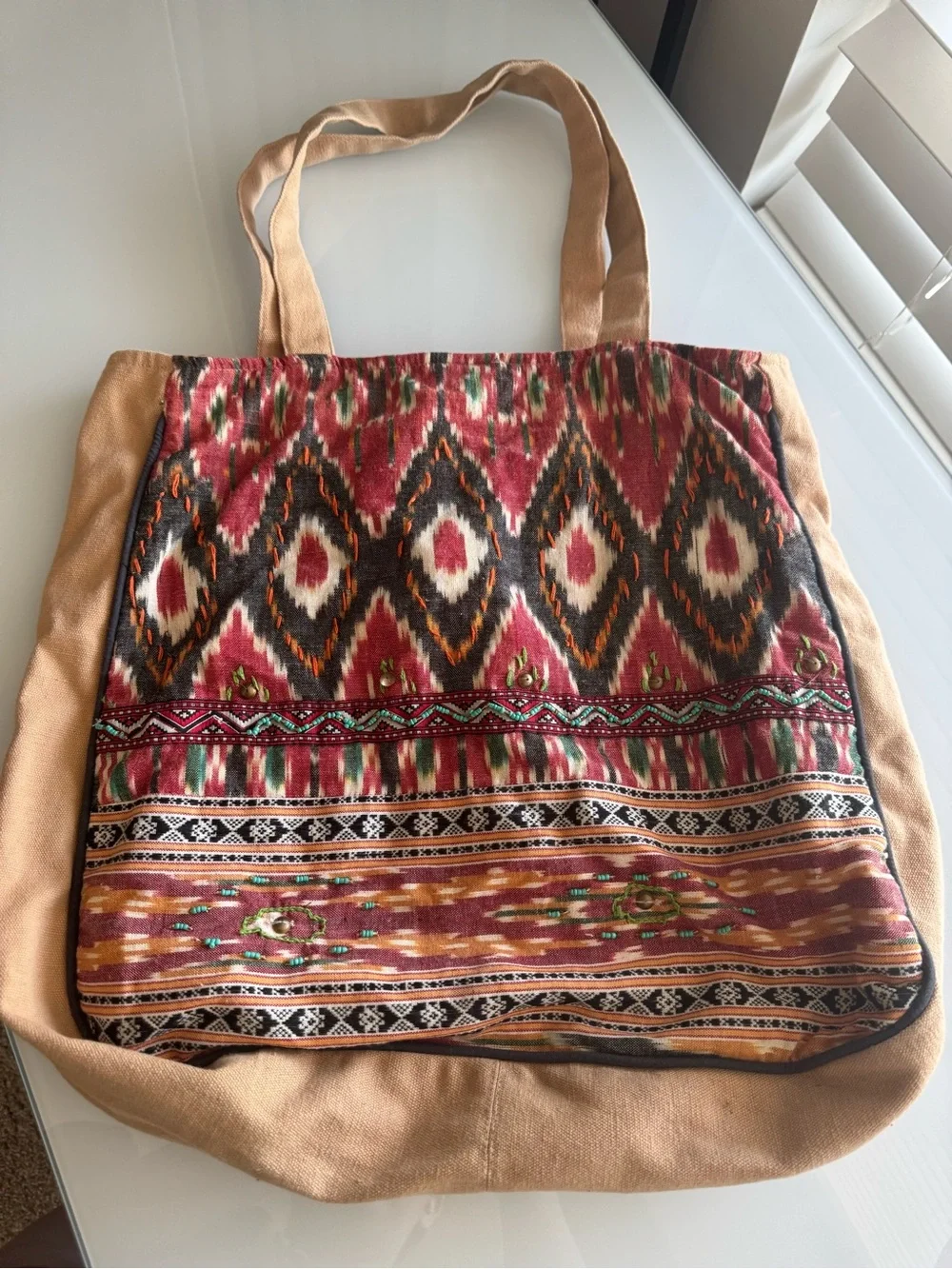 World Market 100% Cotton Aztec Western Hippie Big Purse Shoulder Bag Colorful